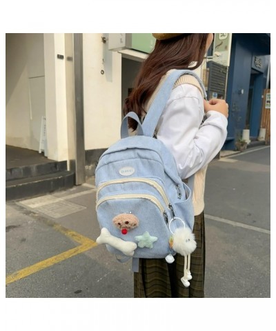 Corduroy Backpack Large Capacity Badge Aesthetic Backpack Cute Backpack Casual Travel Daypacks (Brown) Blue $15.04 Backpacks