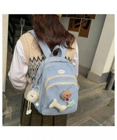 Corduroy Backpack Large Capacity Badge Aesthetic Backpack Cute Backpack Casual Travel Daypacks (Brown) Blue $15.04 Backpacks