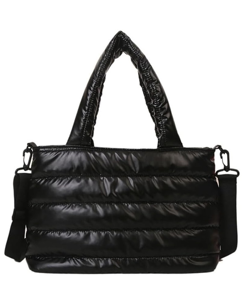 Puffer Tote Bag for Women, Quilted Cotton Padd signer, nter n Padd Shoulr Bag th Adjustable Strap-Blk Section F-black $21.26 ...