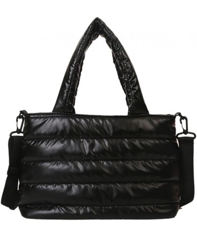 Puffer Tote Bag for Women, Quilted Cotton Padd signer, nter n Padd Shoulr Bag th Adjustable Strap-Blk Section F-black $21.26 ...