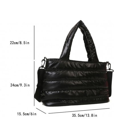 Puffer Tote Bag for Women, Quilted Cotton Padd signer, nter n Padd Shoulr Bag th Adjustable Strap-Blk Section F-black $21.26 ...