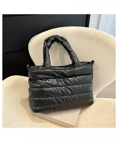 Puffer Tote Bag for Women, Quilted Cotton Padd signer, nter n Padd Shoulr Bag th Adjustable Strap-Blk Section F-black $21.26 ...