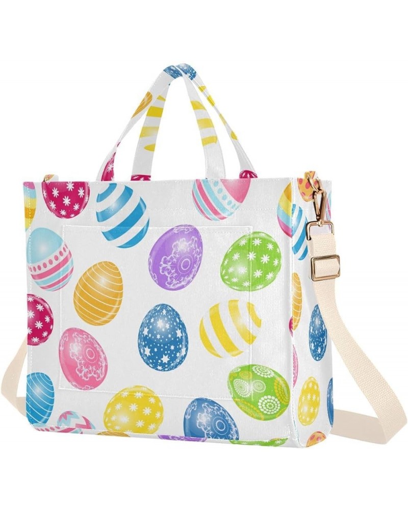 Beautiful Easter Egg Tote Bag for Women Shoulder Bag Corduroy Travel Tote Bag Crossbody Bag for Vacation Beach Trip Multi $9....