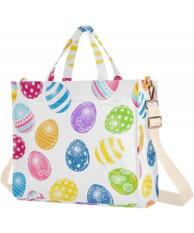 Beautiful Easter Egg Tote Bag for Women Shoulder Bag Corduroy Travel Tote Bag Crossbody Bag for Vacation Beach Trip Multi $9....