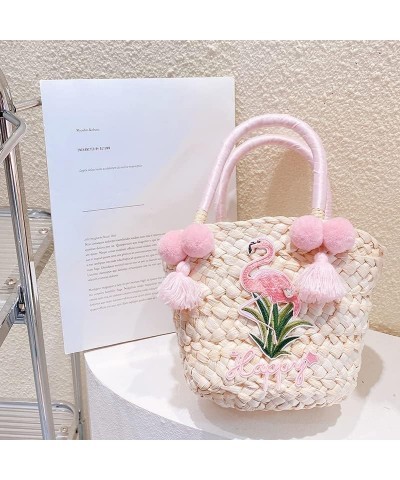 Fashion Straw Handbag for Women Girls, Aesthetic Ladies Casual Tote Bags Topo Handle Straw Beach Bag Small Purses Flamingos $...