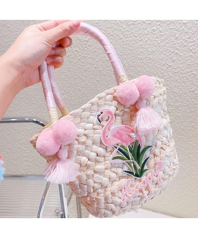 Fashion Straw Handbag for Women Girls, Aesthetic Ladies Casual Tote Bags Topo Handle Straw Beach Bag Small Purses Flamingos $...