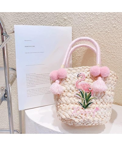 Fashion Straw Handbag for Women Girls, Aesthetic Ladies Casual Tote Bags Topo Handle Straw Beach Bag Small Purses Flamingos $...