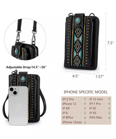 Small Crossbody Cell Phone Purses for Women Western CellPhone Wallet Bags with Coin Pocket Aztec Black $20.13 Totes