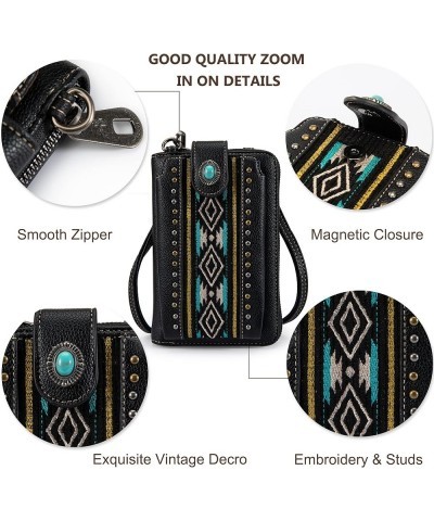 Small Crossbody Cell Phone Purses for Women Western CellPhone Wallet Bags with Coin Pocket Aztec Black $20.13 Totes