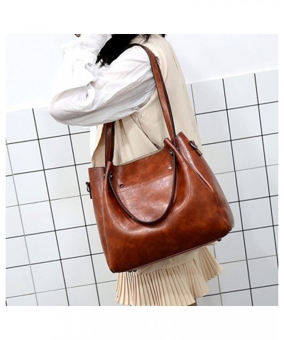 Handbag for Women Wallet Tote Bag Shoulder Bags Top Handle Satchel 4pcs Purse Set(Black) Brown $26.98 Totes