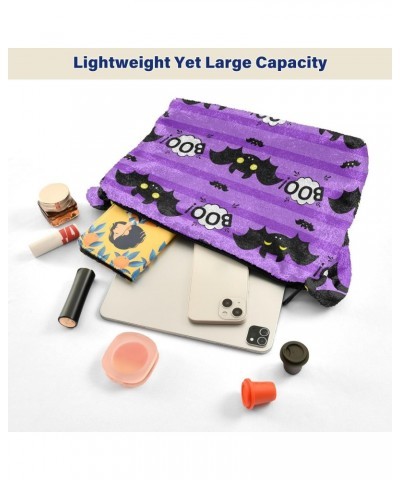 Halloween Women Boho Handbag Bat Boo Cool Purple Underarm Bag Tote Bag Shoulder Bag Crossbody Bag Fluffy Cell Phone Purse Lad...