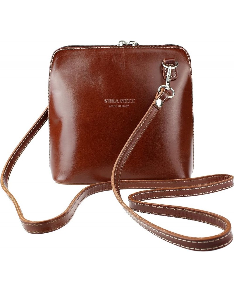 Leather Snake Skin Rigid Cross Body Shoulder Bag Dark Tan $37.49 Crossbody Bags