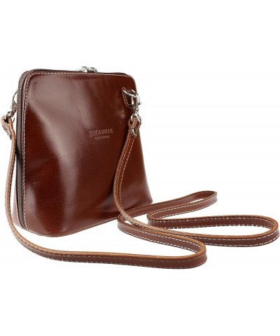 Leather Snake Skin Rigid Cross Body Shoulder Bag Dark Tan $37.49 Crossbody Bags