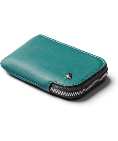 Card Pocket (Small Leather Zipper Card Holder Wallet, Holds 4-15 Cards, Coin Pouch, Folded Note Storage) Teal $35.00 Wallets