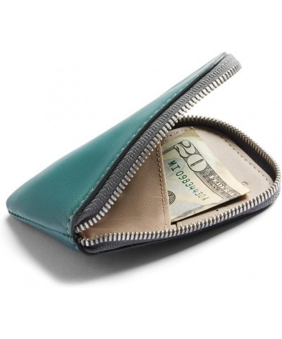 Card Pocket (Small Leather Zipper Card Holder Wallet, Holds 4-15 Cards, Coin Pouch, Folded Note Storage) Teal $35.00 Wallets