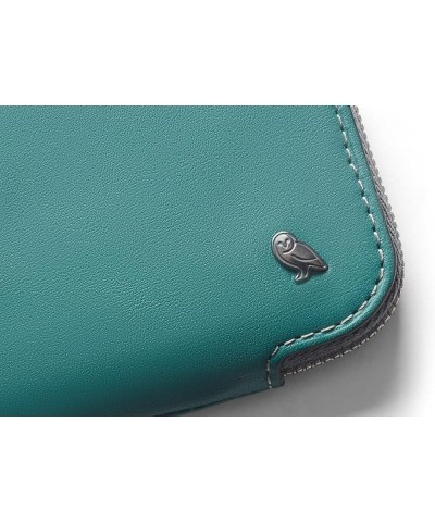 Card Pocket (Small Leather Zipper Card Holder Wallet, Holds 4-15 Cards, Coin Pouch, Folded Note Storage) Teal $35.00 Wallets