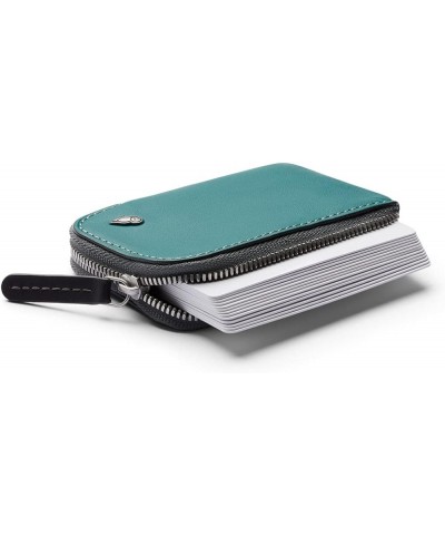 Card Pocket (Small Leather Zipper Card Holder Wallet, Holds 4-15 Cards, Coin Pouch, Folded Note Storage) Teal $35.00 Wallets