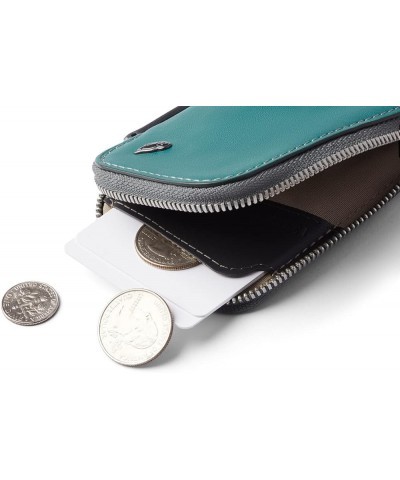 Card Pocket (Small Leather Zipper Card Holder Wallet, Holds 4-15 Cards, Coin Pouch, Folded Note Storage) Teal $35.00 Wallets