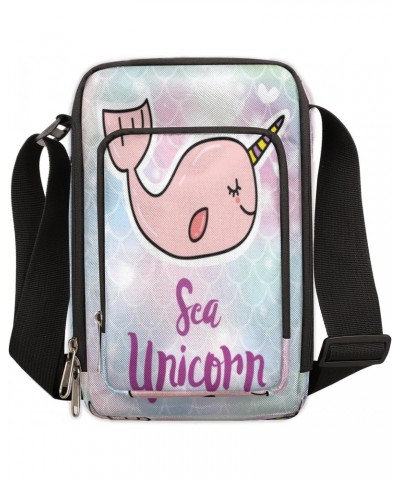 Shark Unicorn Cute Cross Body Bags Trendy Cross Body Cell Phone Purse Wallet Shoulder Bag Small Travel Crossbody Bag with Adj...