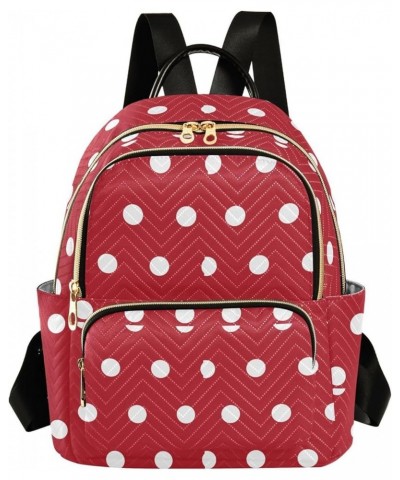 White Polka Dots on Red Women Backpack Purse Shoulder Bag Color Small $16.17 Backpacks