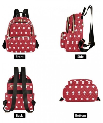 White Polka Dots on Red Women Backpack Purse Shoulder Bag Color Small $16.17 Backpacks