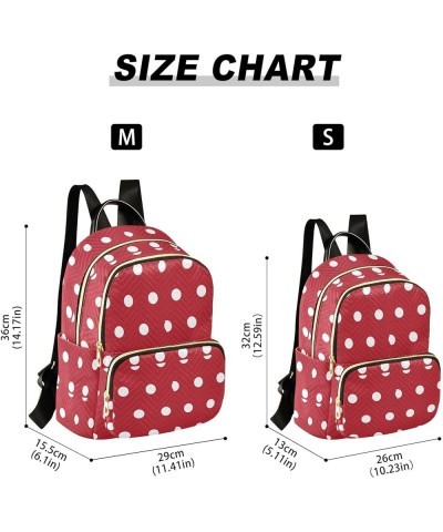 White Polka Dots on Red Women Backpack Purse Shoulder Bag Color Small $16.17 Backpacks