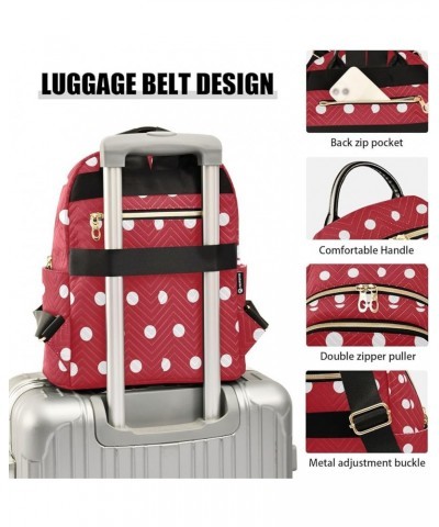 White Polka Dots on Red Women Backpack Purse Shoulder Bag Color Small $16.17 Backpacks