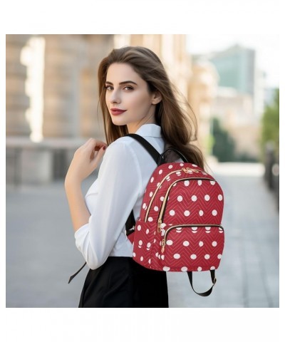 White Polka Dots on Red Women Backpack Purse Shoulder Bag Color Small $16.17 Backpacks