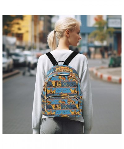 Women Backpack Cartoon Work Truck Anti-Theft Travel Backpack with Luggage Belt Lightweight Handbag Lady Purse Roomy Double Zi...