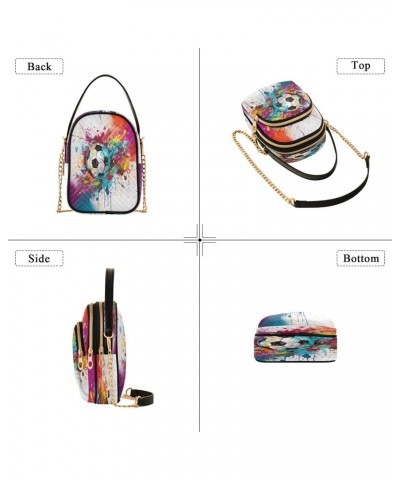 Quilted Crossbody Bags for Women,Soccer Ball with Colorful Splashes02 Women's Crossbody Handbags Small Travel Purses Phone Ba...