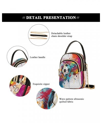 Quilted Crossbody Bags for Women,Soccer Ball with Colorful Splashes02 Women's Crossbody Handbags Small Travel Purses Phone Ba...