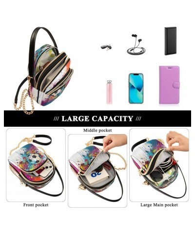 Quilted Crossbody Bags for Women,Soccer Ball with Colorful Splashes02 Women's Crossbody Handbags Small Travel Purses Phone Ba...