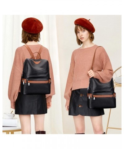 Leather Backpack for Women Elegant Genuine Backpack Purse Ladies Leather Shoulderbag Black/Brown $42.41 Backpacks