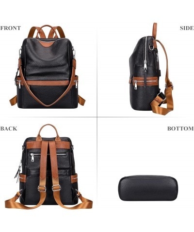 Leather Backpack for Women Elegant Genuine Backpack Purse Ladies Leather Shoulderbag Black/Brown $42.41 Backpacks