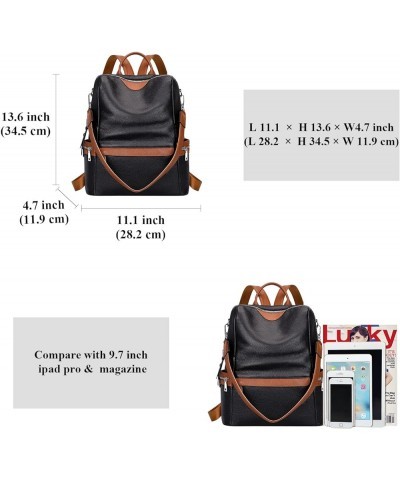 Leather Backpack for Women Elegant Genuine Backpack Purse Ladies Leather Shoulderbag Black/Brown $42.41 Backpacks