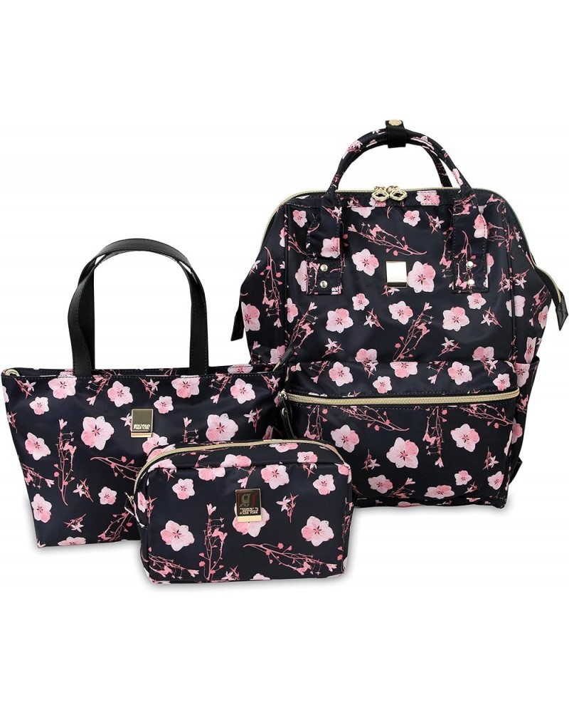 Posy 3-Piece Backpack with Tote and Pouch Pink Bloom $23.31 Backpacks