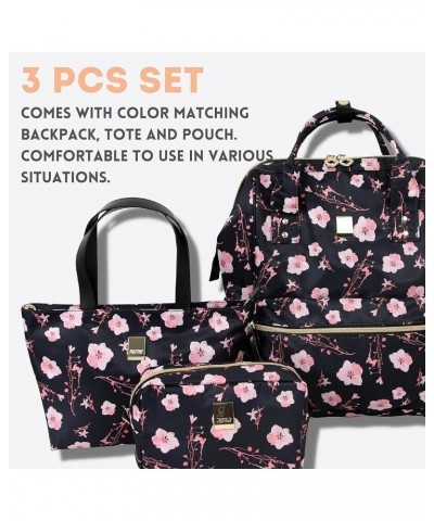 Posy 3-Piece Backpack with Tote and Pouch Pink Bloom $23.31 Backpacks