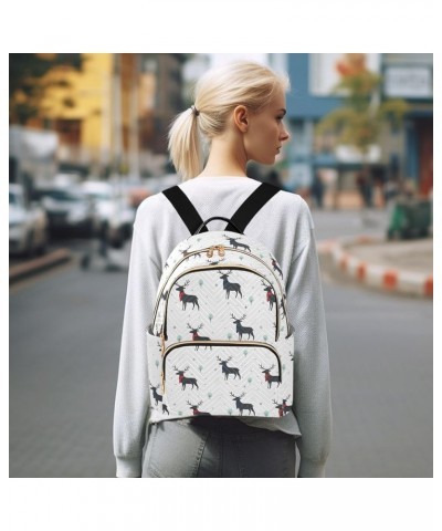 Deer with Snowflakes Backpack for Women Lightweight Casual Daily Quilted Travel Backpack 11.4×6.1×14.1 in Small $17.50 Backpacks