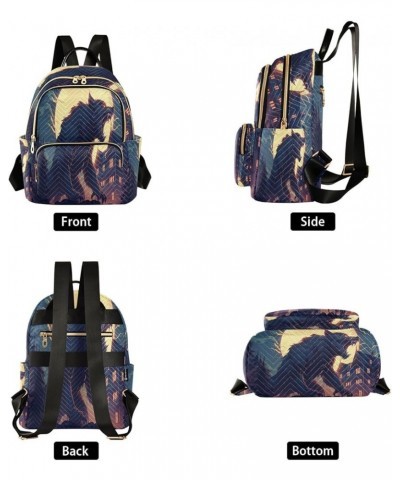 Wolf Moon House Women Backpack Purse Ladies Fashion Shoulder Bag Daypack Travel Bag 10L Small $15.75 Backpacks