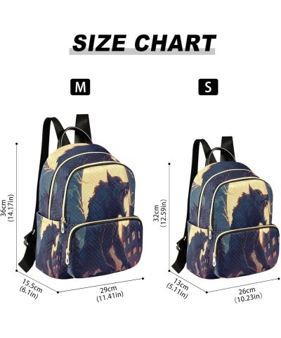 Wolf Moon House Women Backpack Purse Ladies Fashion Shoulder Bag Daypack Travel Bag 10L Small $15.75 Backpacks