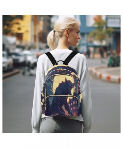 Wolf Moon House Women Backpack Purse Ladies Fashion Shoulder Bag Daypack Travel Bag 10L Small $15.75 Backpacks