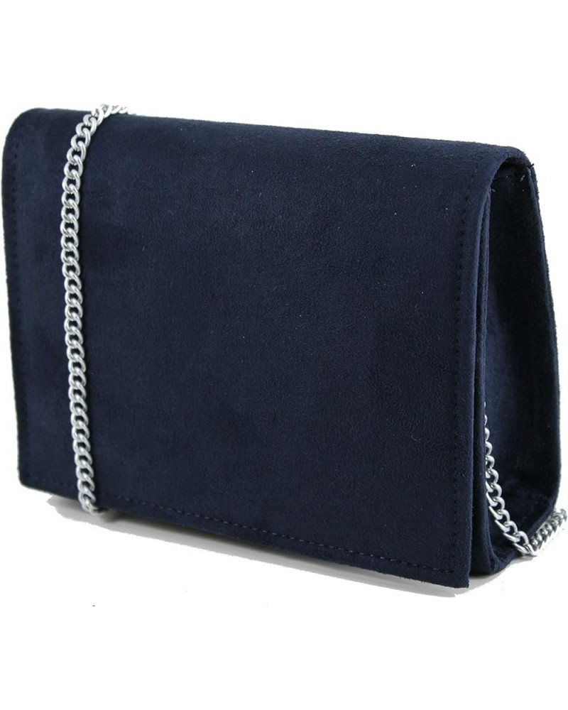 Womens Clutch Purse Crossbody Prom Bag Navy Suede $18.89 Clutches