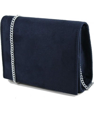 Womens Clutch Purse Crossbody Prom Bag Navy Suede $18.89 Clutches