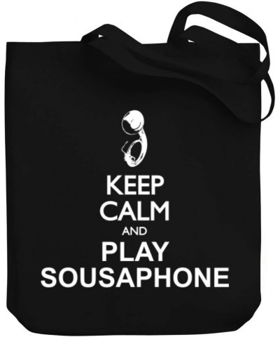 Keep calm and play Sousaphone silhouette Canvas Tote Bag 10.5" x 16" x 4 $23.99 Totes