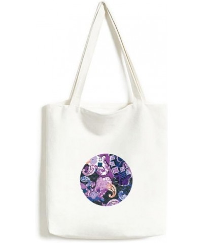 Purple Flower Point Line Pattern Tote Canvas Bag Shopping Satchel Casual Handbag $13.95 Totes