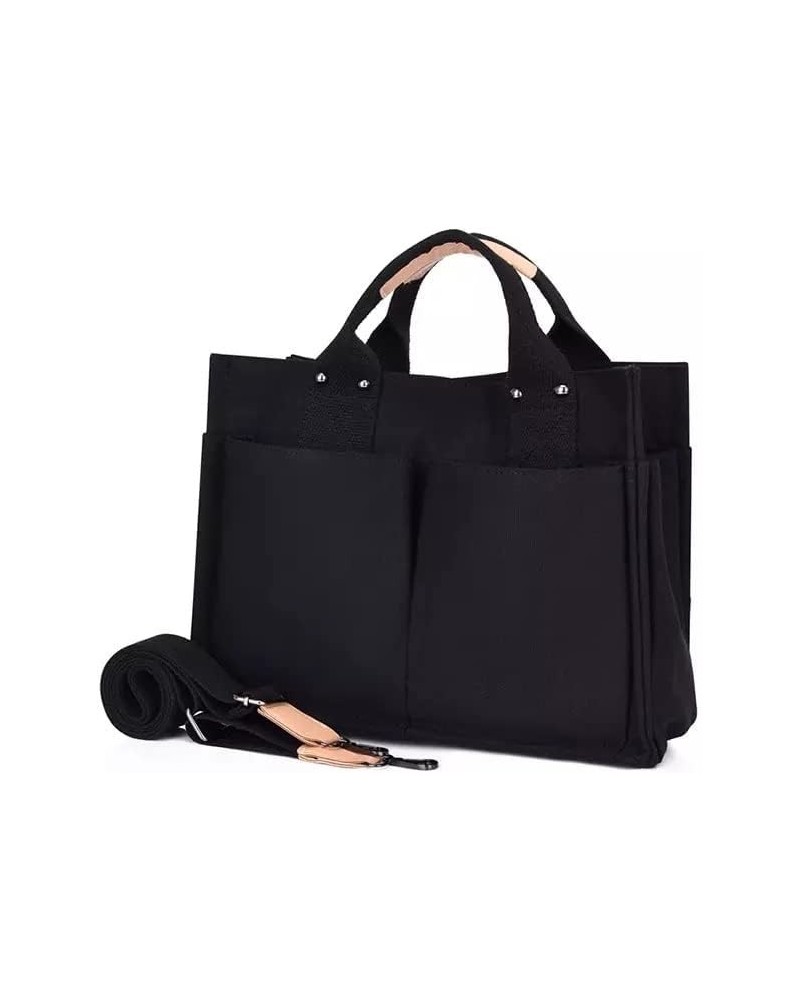 Canvas Tote Bags for Women Handbag Tote Purse with Zipper Canvas Crossbody Bag for Office, Travel, School Black $16.40 Totes