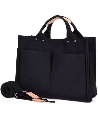 Canvas Tote Bags for Women Handbag Tote Purse with Zipper Canvas Crossbody Bag for Office, Travel, School Black $16.40 Totes