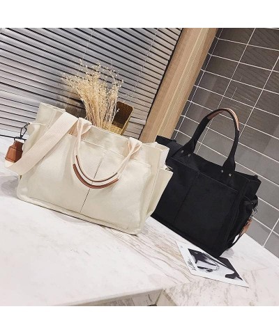 Canvas Tote Bags for Women Handbag Tote Purse with Zipper Canvas Crossbody Bag for Office, Travel, School Black $16.40 Totes