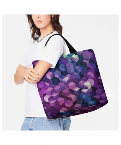 Shoulder Bag Casual Work Bag for Women Abstract Color Cubes Purple Large Capacity Bags for Shopping,Travel Beach Gym $9.22 Totes