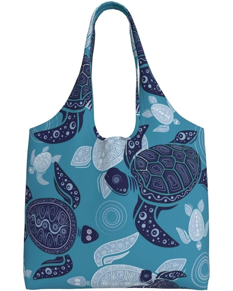 Sea Turtles Single Shoulder Commuter Canvas Tote Bags For Women And Men Sea Turtles 2 $11.65 Totes